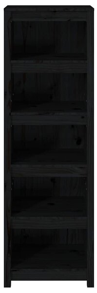 Fekete tömör fenyőfa könyvszekrény 50x35x154 cm