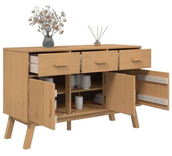 VidaXL OLDEN Tömör Fenyőfa Tálalószekrény - 114x43x73,5 cm