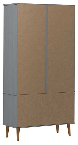 MOLDE szürke tömör fenyőfa vitrin szekrény 90 x 35 x 175 cm