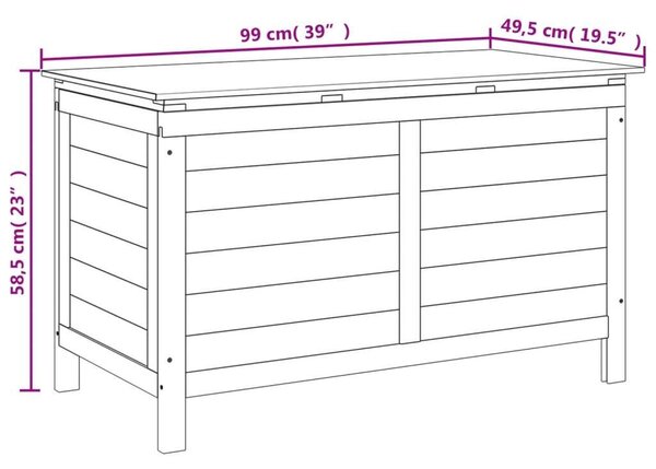VidaXL tömör fenyőfa kerti tárolóláda 99x49,5x58,5 cm