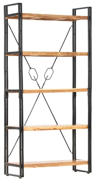 5-szintes tömör akácfa könyvespolc 90 x 30 x 180 cm