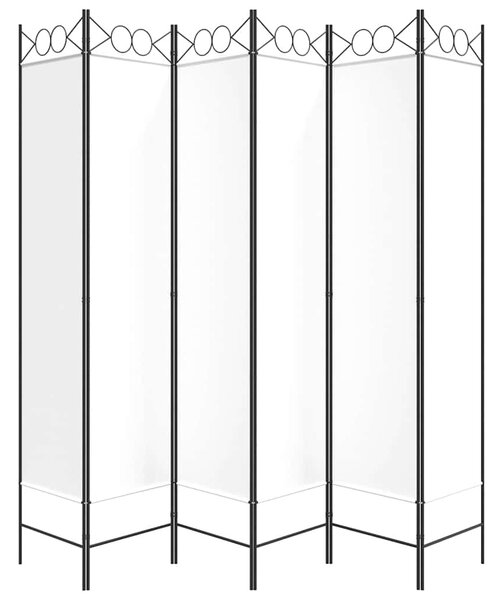 6-paneles fehér szövet térelválasztó 240 x 200 cm