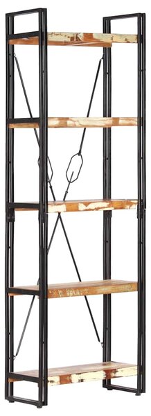 5 szintes tömör újrahasznosított fa könyvespolc 60x30x180 cm