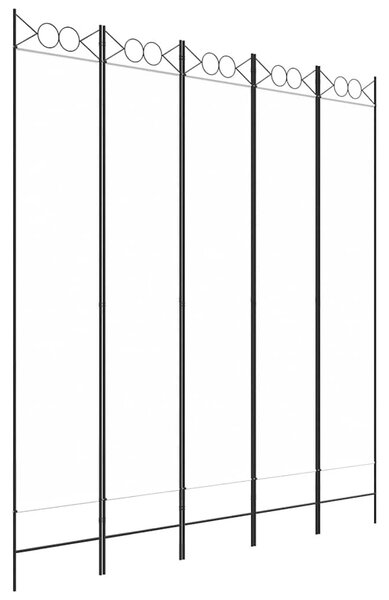 Fehér 5 paneles paraván 200x220 cm szövet