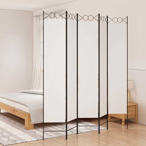 Fehér 5 paneles paraván 200x220 cm szövet