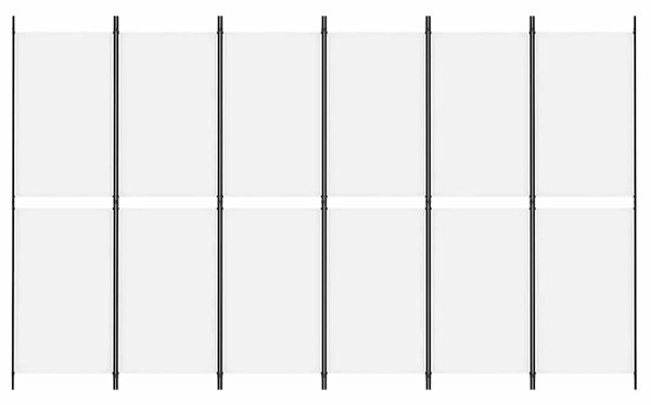 6 paneles fehér szövet térelválasztó 300x180 cm