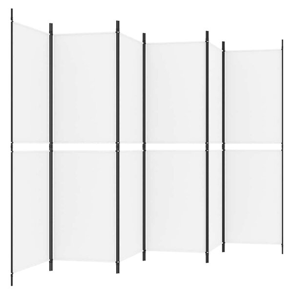6 paneles fehér szövet térelválasztó 300x180 cm