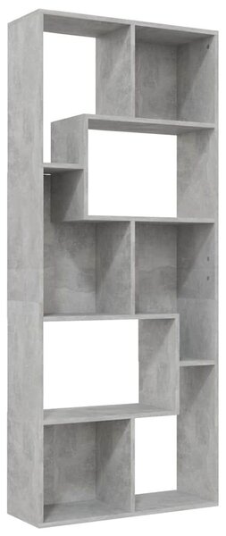 Betonszürke szerelt fa könyvszekrény 67 x 24 x 161 cm