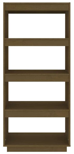 Mézbarna tömör fenyőfa könyvszekrény/térelválasztó 60x35x135cm