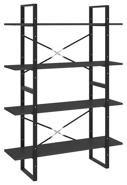 Négyszintes szürke szerelt fa könyvszekrény 100 x 30 x 140 cm