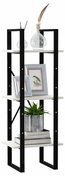 3-szintes fehér tömör fenyőfa könyvszekrény 40 x 30 x 105 cm