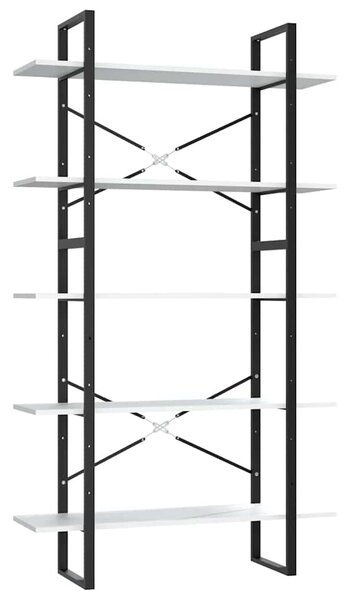 5 szintes fehér szerelt fa könyvszekrény 100 x 30 x 175 cm