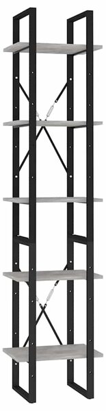 5 szintes betonszürke szerelt fa könyvszekrény 40 x 30 x 175 cm