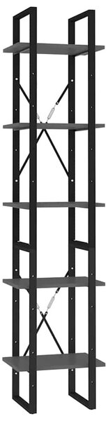 5 szintes szürke szerelt fa könyvszekrény 40 x 30 x 175 cm