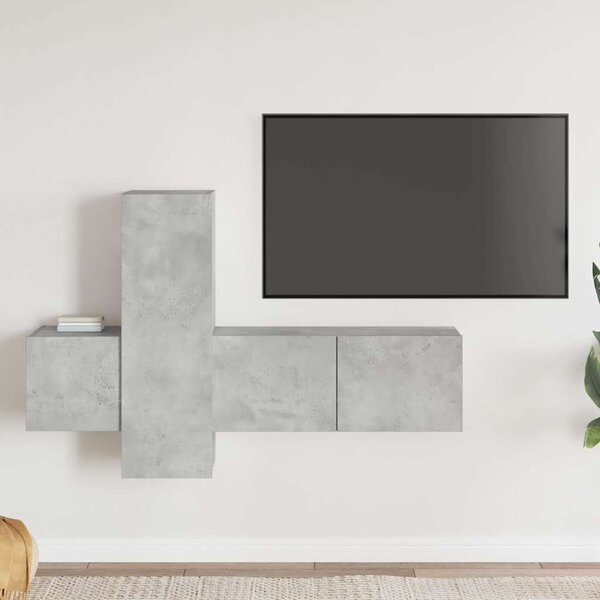 3 részes betonszürke szerelt fa TV-szekrényszett