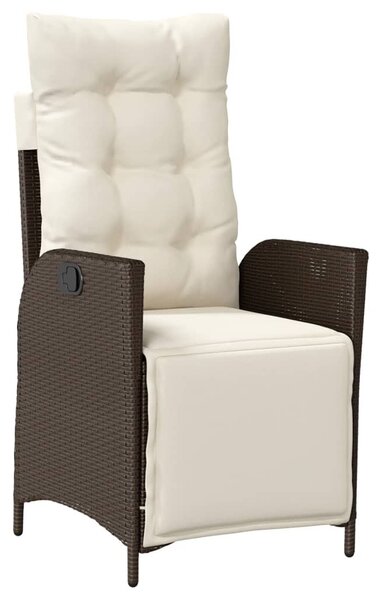 5 részes barna polyrattan kerti étkezőgarnitúra párnákkal