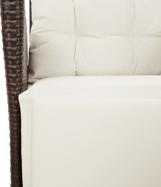 5 részes barna polyrattan kerti étkezőgarnitúra párnákkal