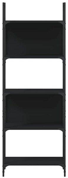 5 szintes fekete szerelt fa könyvespolc 60,5x24x166,5 cm