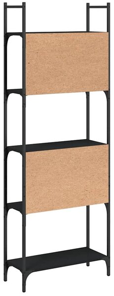 5 szintes fekete szerelt fa könyvespolc 60,5x24x166,5 cm