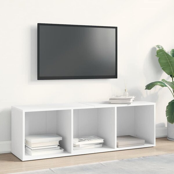 Fehér szerelt fa könyv-/TV-szekrény 36 x 30 x 114 cm