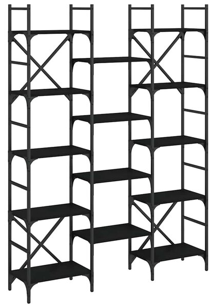 Fekete szerelt fa könyvespolc 127,5x28,5x172,5 cm