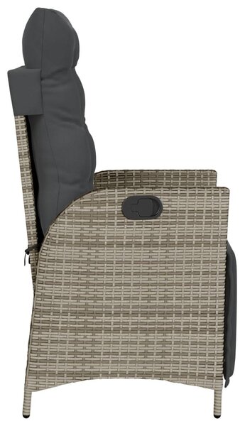 Szürke polyrattan dönthető kerti szék lábtartóval