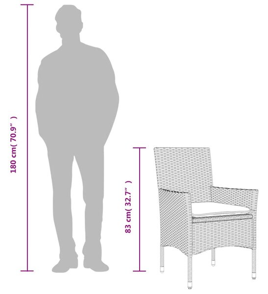 2 db barna polyrattan kerti szék párnával