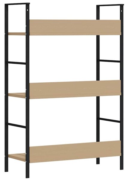 3 szintes tölgyszínű szerelt fa könyvespolc 60 x 27,6 x 90,5 cm