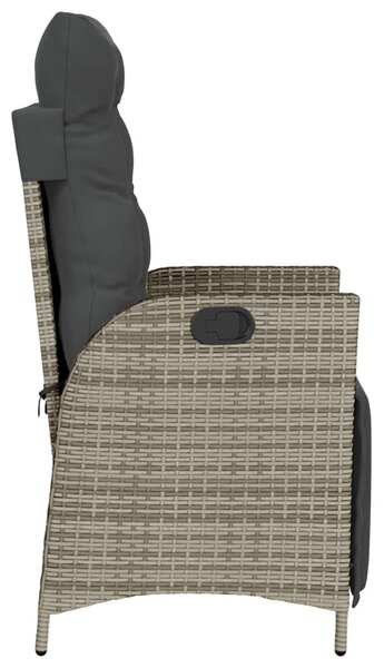 2 db szürke polyrattan dönthető kerti szék lábtartóval
