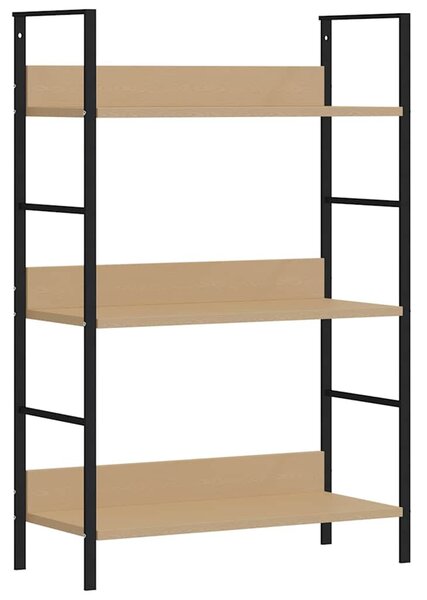 3 szintes tölgyszínű szerelt fa könyvespolc 60 x 27,6 x 90,5 cm