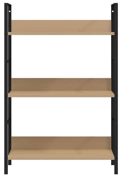 3 szintes tölgyszínű szerelt fa könyvespolc 60 x 27,6 x 90,5 cm