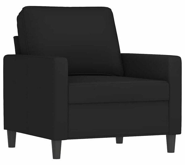 Fekete bársony kanapéfotel lábtartóval 60 cm