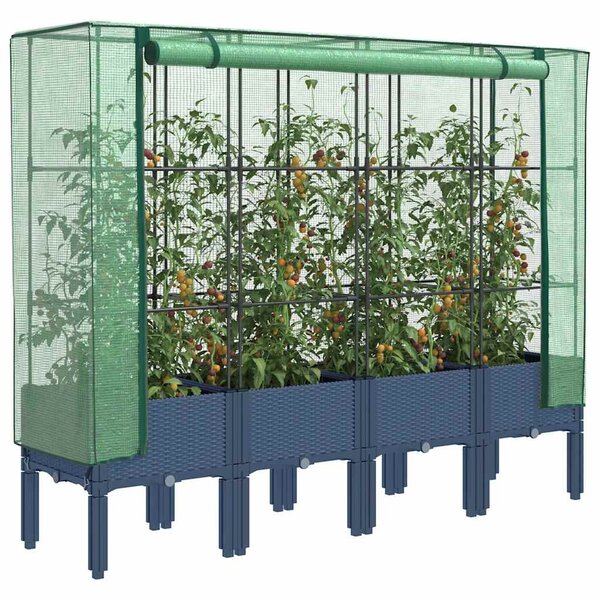 Rattan megjelenésű magaságyás melegháztakaróval 160x40x140 cm
