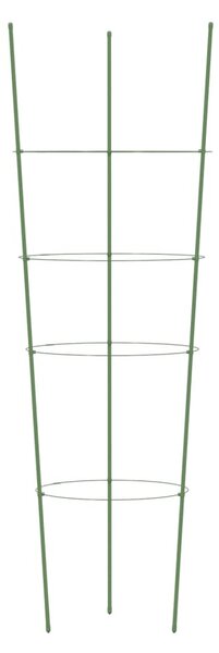 5 db zöld acél kerti növénytámasz 4 gyűrűvel 90 cm