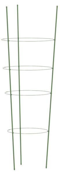 5 db zöld acél kerti növénytámasz 4 gyűrűvel 90 cm