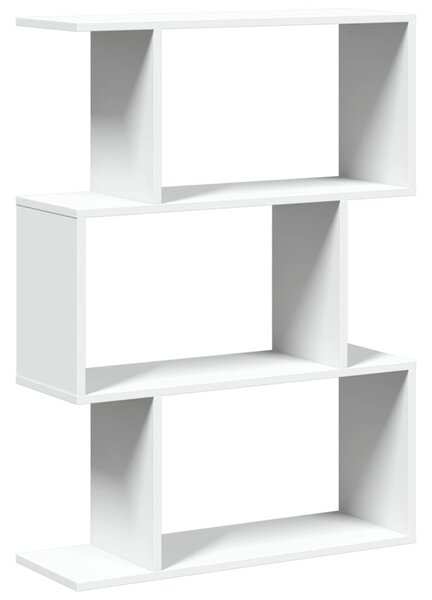3-szintes fehér szobaelválasztó könyvespolc 70 x 24 x 97 cm rétegelt fa