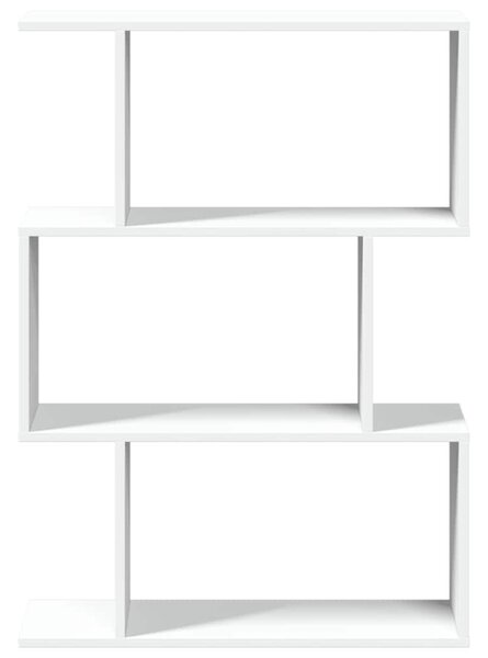 3-szintes fehér szobaelválasztó könyvespolc 70 x 24 x 97 cm rétegelt fa