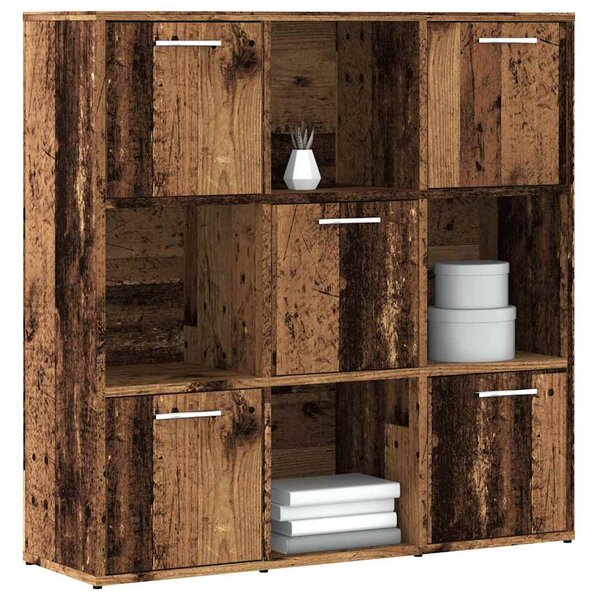 Antik fa színű szerelt fa könyvespolc 90 x 28 x 90 cm