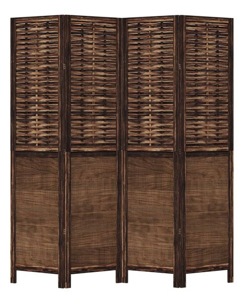 VidaXL 4 Paneles Térelválasztó - 140x180 cm - Sötétbarna
