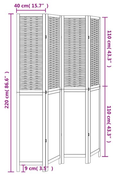 VidaXL 4 Paneles Térelválasztó - 140x220 cm - Sötétbarna