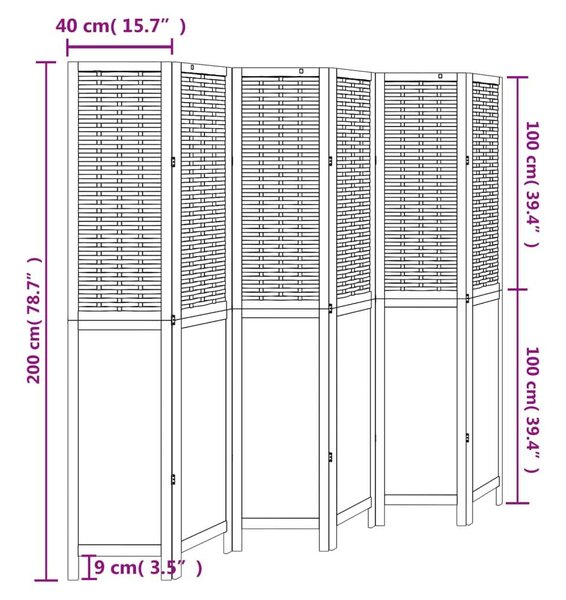 6 Paneles Térelválasztó - Bambusz és Fa - 210x200 cm