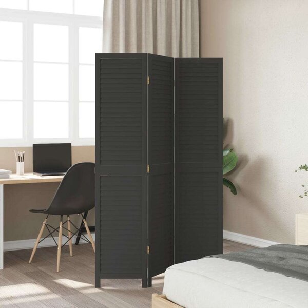 VidaXL 3 Paneles Térelválasztó - Tömörfa - Fekete - 180cm