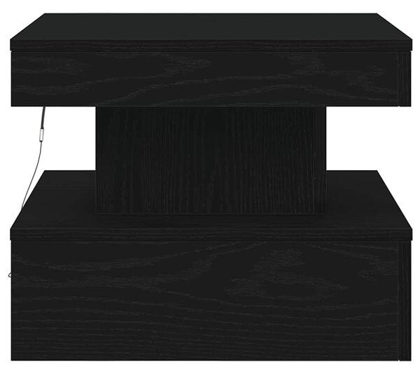 Fekete tölgyszínű dohányzóasztal LED-lámpákkal 50 x 50 x 40 cm