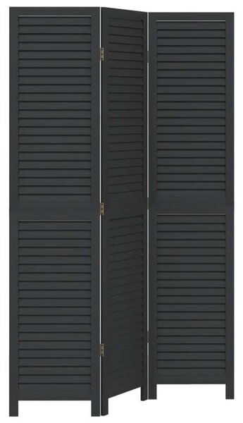 VidaXL 3 Paneles Térelválasztó - Tömörfa - Fekete - 180cm