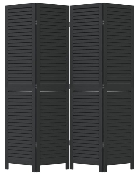 VidaXL 4 Paneles Fekete Tömörfa Térelválasztó - 140x180 cm