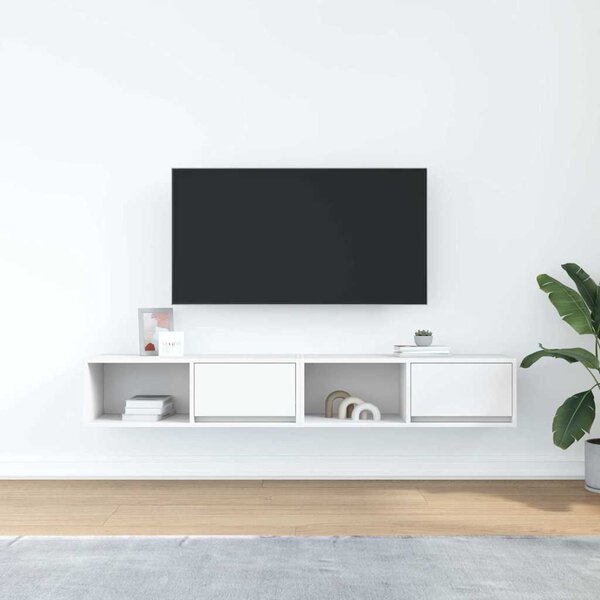 2 db fehér szerelt fa TV-szekrény 80x31x25,5 cm