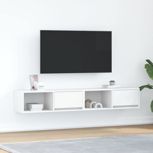 2 db fehér szerelt fa TV-szekrény 80x31x25,5 cm
