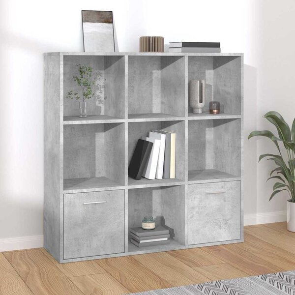 Betonszürke szerelt fa könyvszekrény 98 x 30 x 98 cm