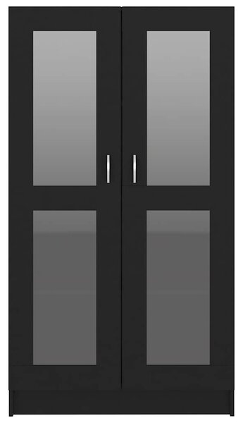 Fekete szerelt fa vitrinszekrény 82,5 x 30,5 x 150 cm