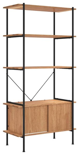 5 szintes acél és szerelt fa polc szekrénnyel 80x40x163 cm